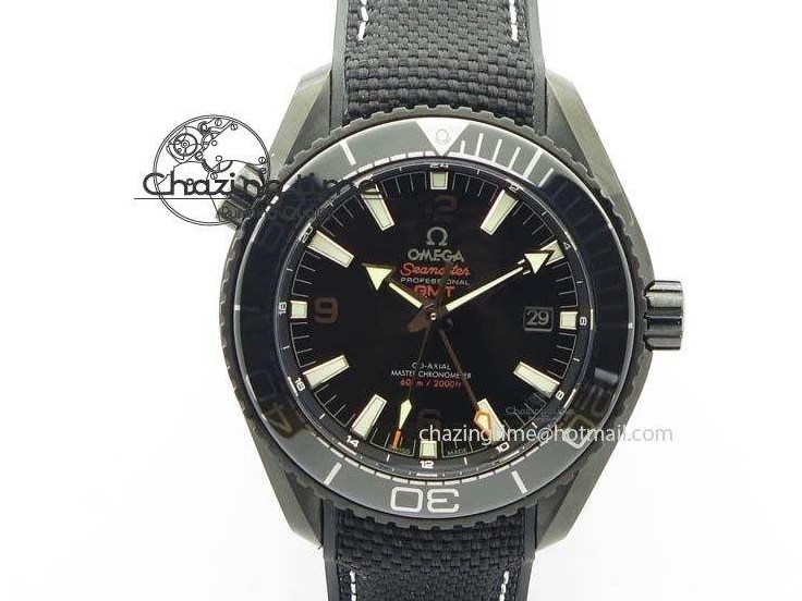 0705 ComfortFit Planet Ocean 45mm GMT DLC JHF Best Edition Black Dial On Rubber Strap A 8194